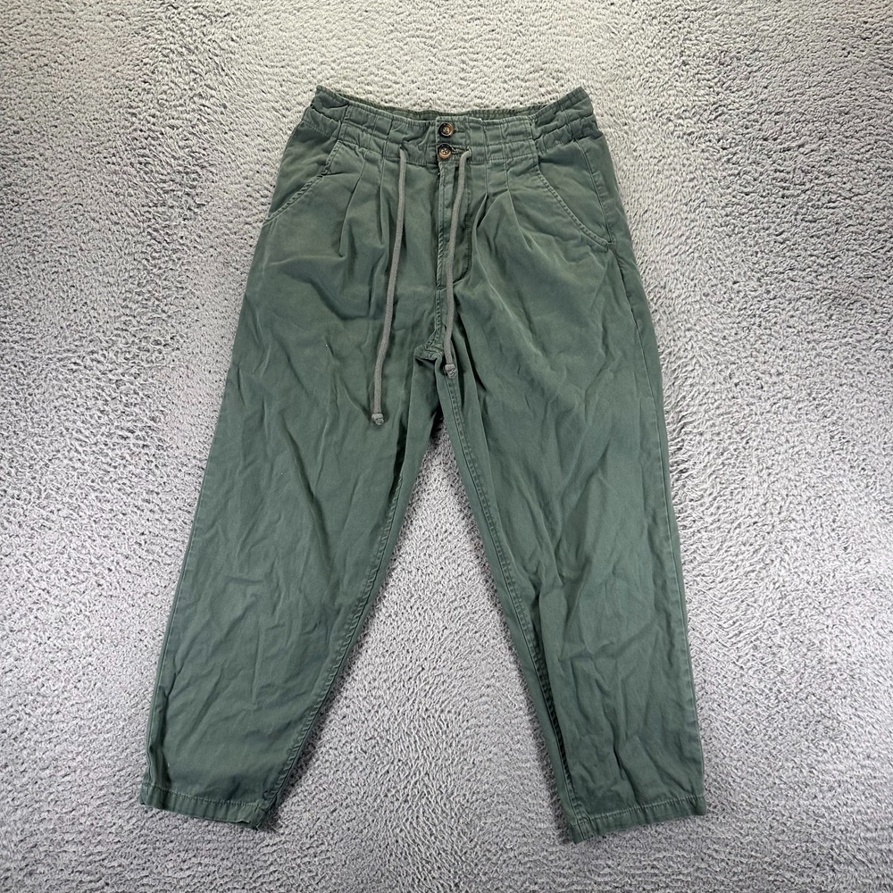 Forever 21 Pant Womens M Green Cotton Khakis Tapered Leg Utility Workwear Travel